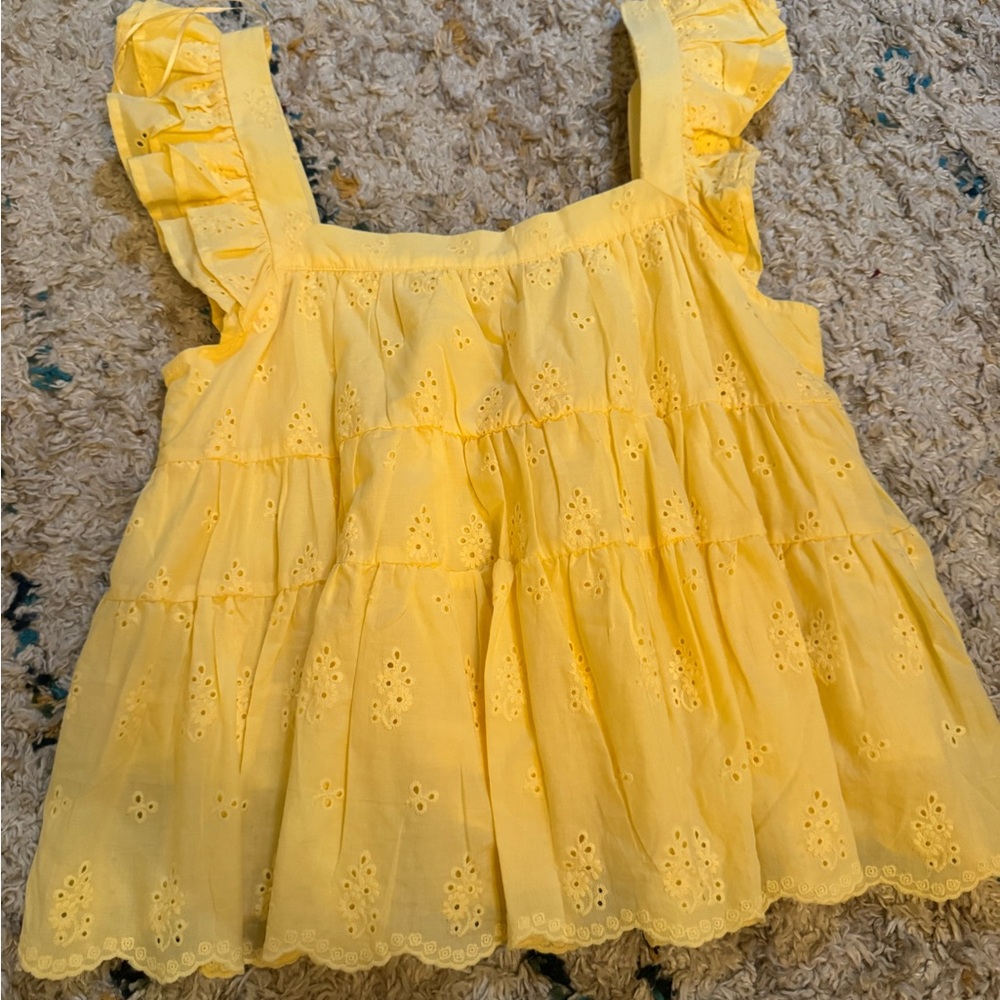 Francesca's Collections Sunny Yellow Eyelet Top